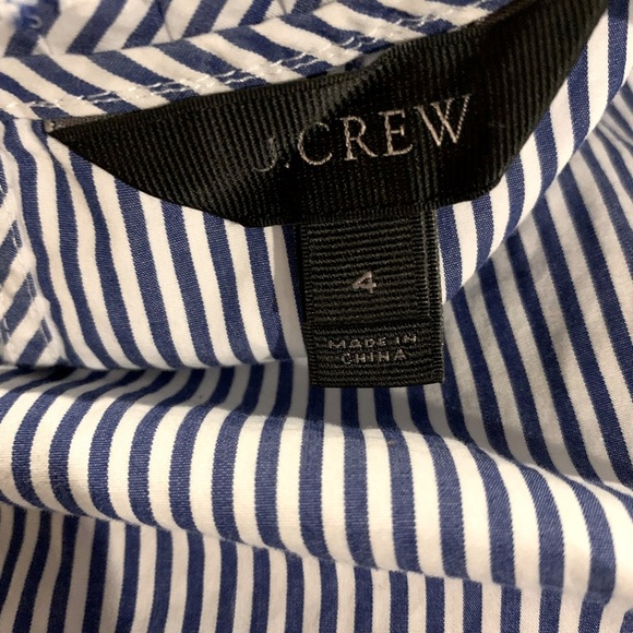 J.Crew blue and white Striped Blue Sleeveless Top ruffles size 4 - Picture 2 of 6